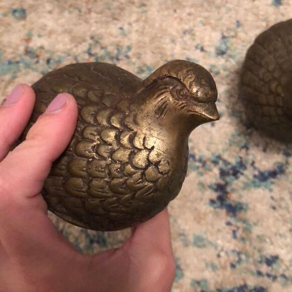 Vintage Brass Pheasant Quail Birds MCM Hollow - Picture 4 of 6